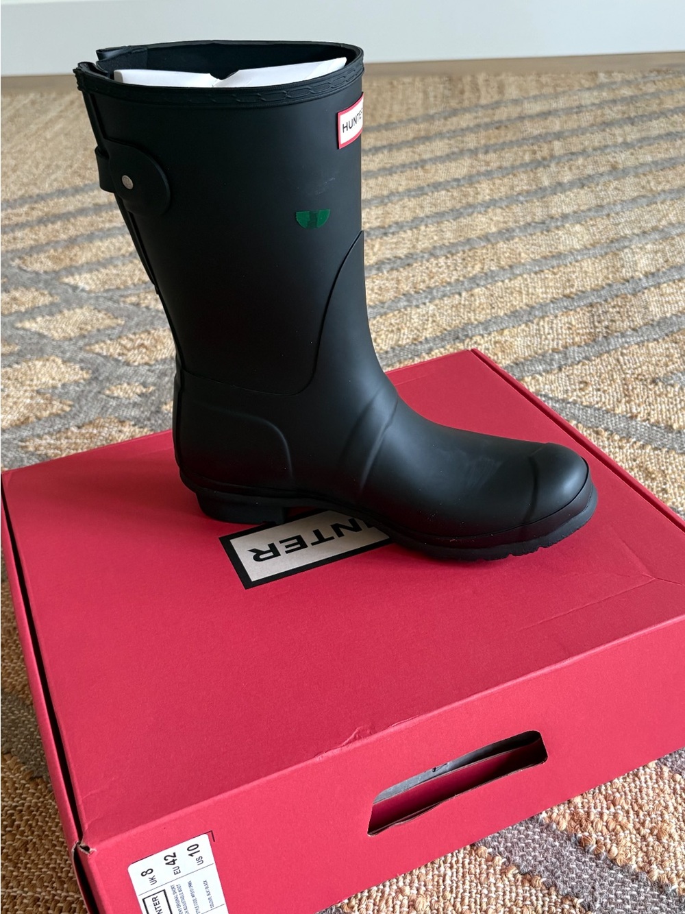Hunter original Black Matte Short Rain Boots Side Buckle size 10 NEW WITH BOX